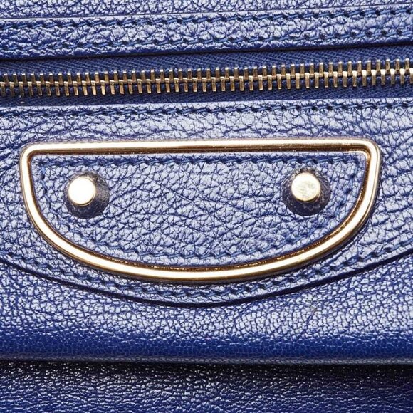 Balenciaga Blue Cobalt Chevre Leather Metallic Edge Envelope Clutch Bag - Picture 8 of 12